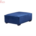 Navy Blue Tufted Upholstered Ottoman Stool Square Shaped Modern Living Room Sofa Footrest